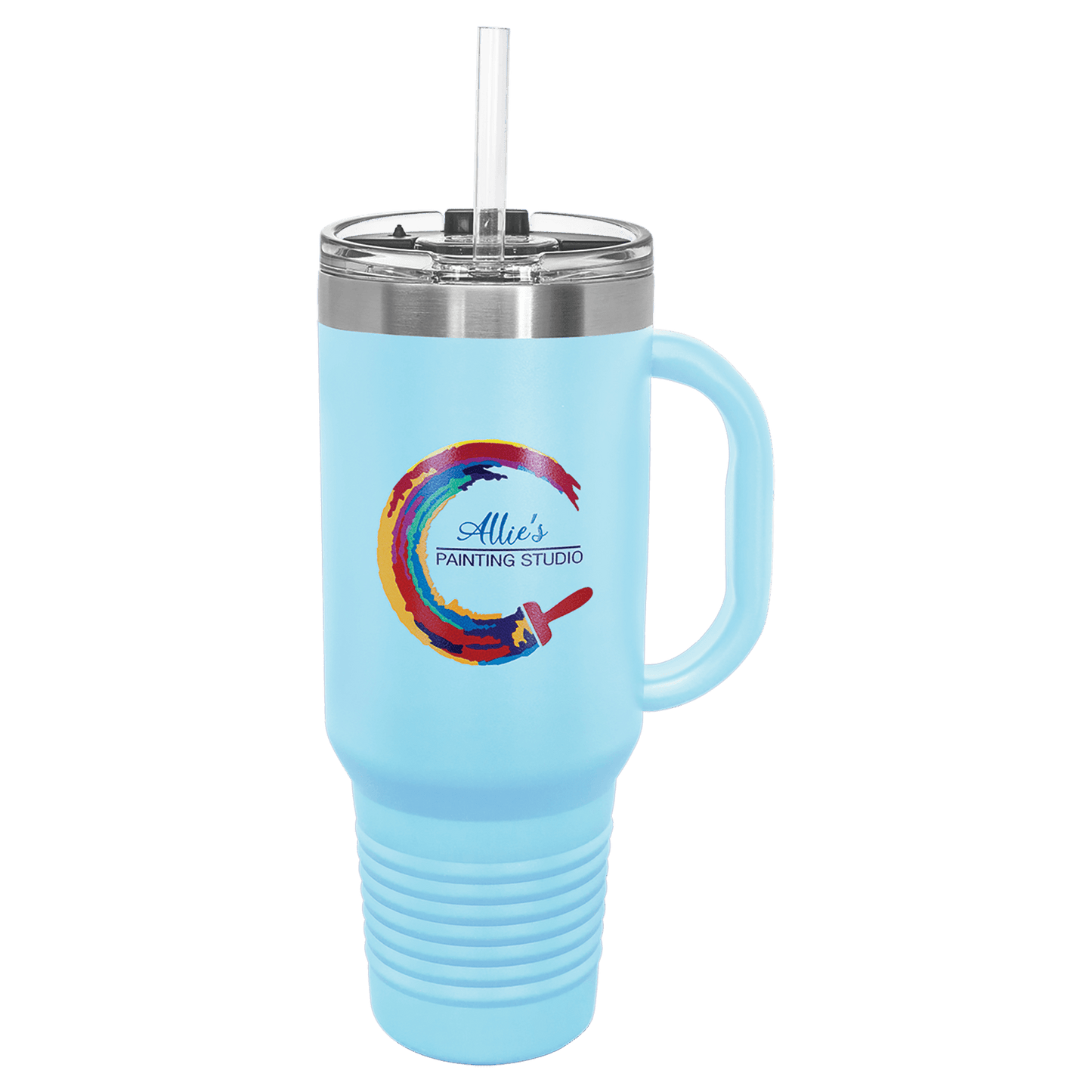 Polar Camel 40 oz. Light Blue Travel Mug with Handle, Straw Included