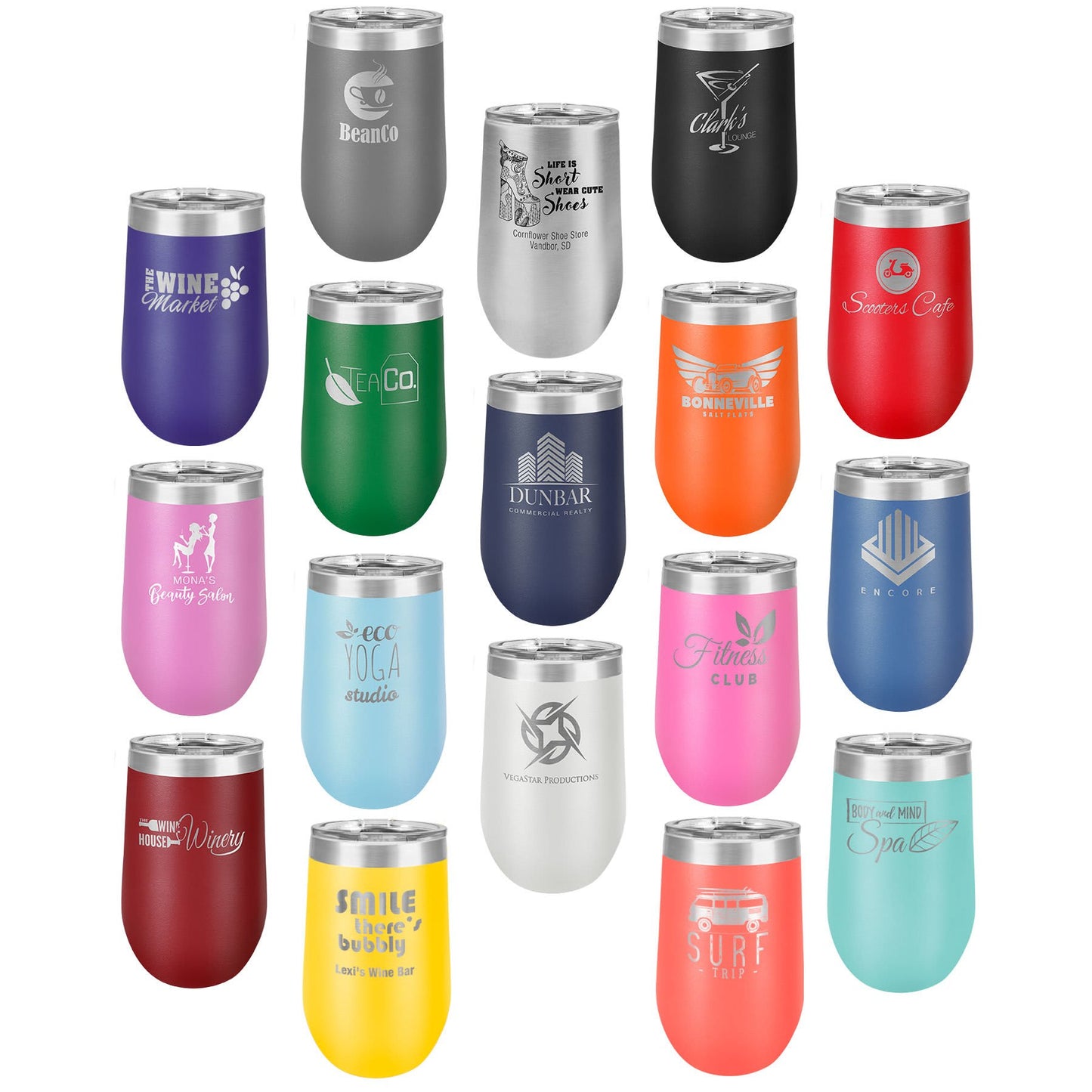 Polar Camel 16 oz. Vacuum Insulated Stemless Tumbler w/Lid Sample Set