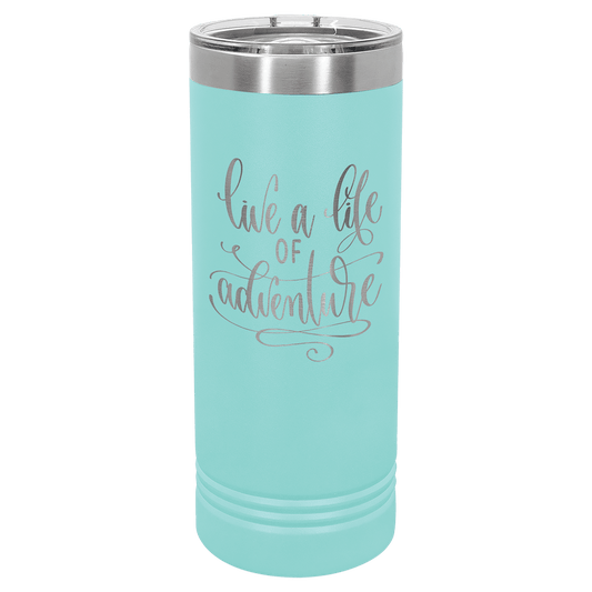 Polar Camel 22 oz. Teal Blue Skinny Tumbler with Slider Lid