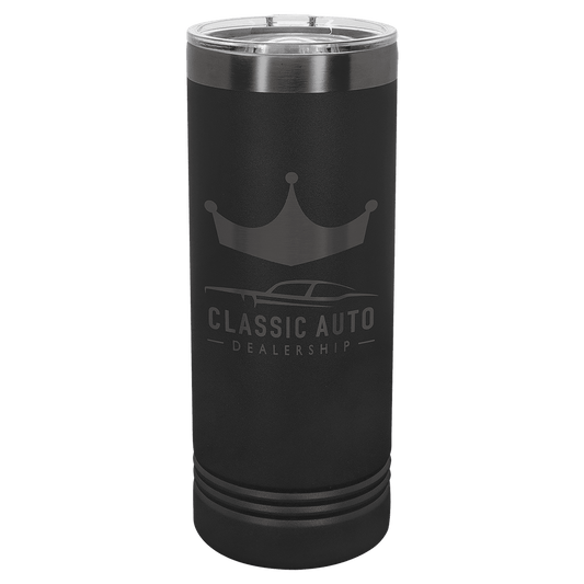 Polar Camel 22 oz. Black/Ghost Black ION-Plated Skinny Tumbler with Slider Lid