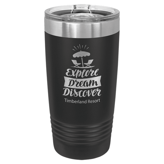 Polar Camel 20 oz. Black Ringneck Insulated Tumbler with Slider Lid and Silver Ring