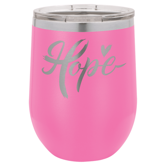 Polar Camel 12 oz. Pink Vacuum Insulated Stemless Wine Tumbler with Lid