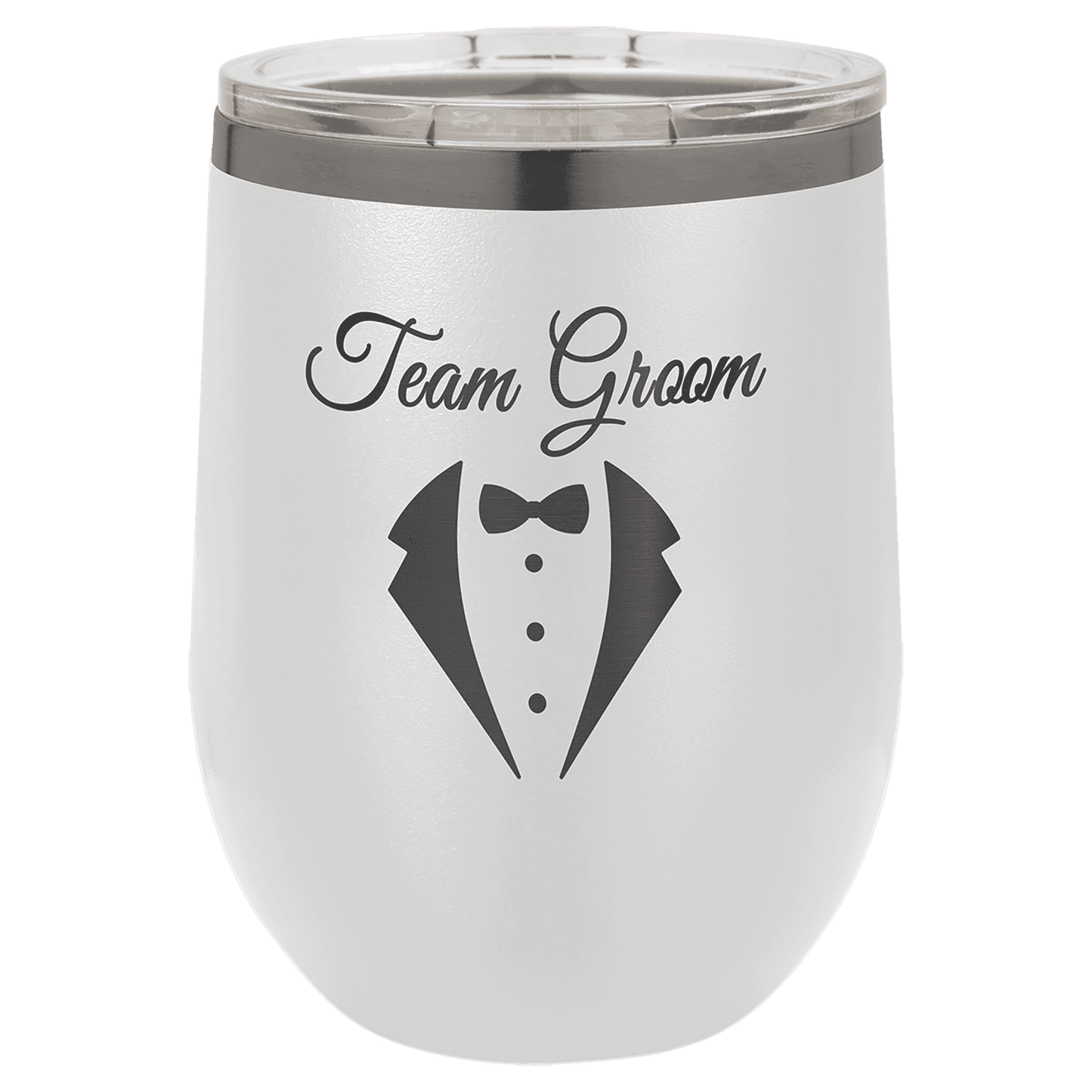 Polar Camel 12 oz. White/Ghost Black ION-Plated  Stemless Wine Tumbler withLid