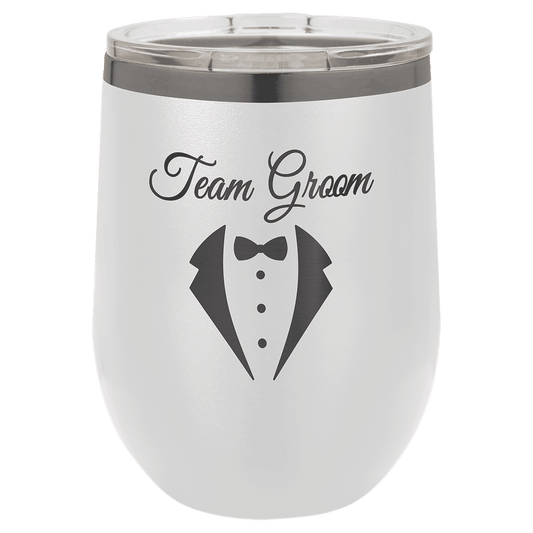 Polar Camel 12 oz. White/Ghost Black ION-Plated  Stemless Wine Tumbler withLid
